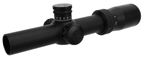The TacFire HD Riflescope has a second focal plane with pop-up locking turrets and a 1-4x variable power.